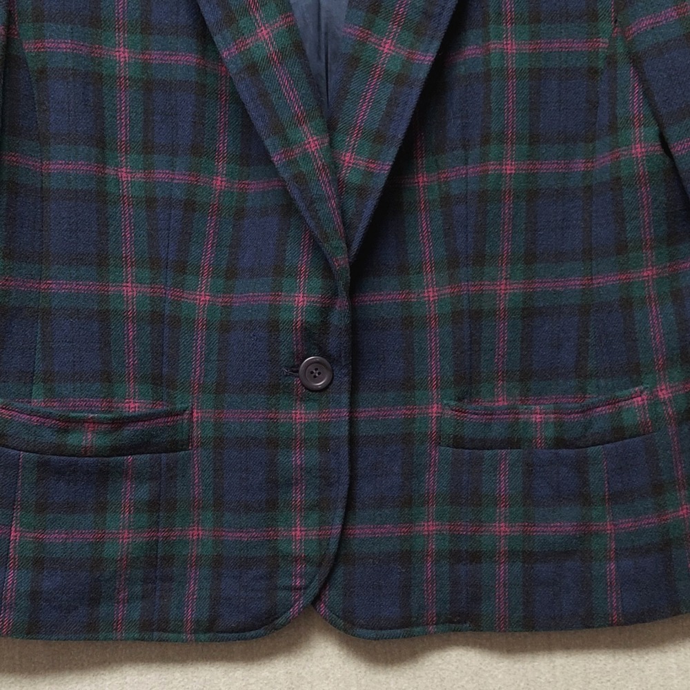 Vintage Pendleton Wool Blazer Womens M Plaid Tartan Preppy Dark Academia USA - Picture 2 of 16